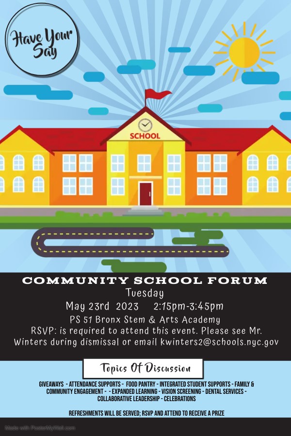 Community School Forum Flyer English