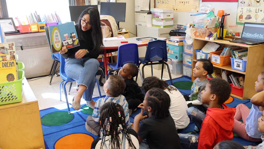 teacher reading to students